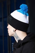 Полушерстяная зимняя шапка с помпоном и отворотом Custom Wear 8025643 фото №2