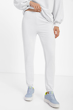 White knit sweatpants with elastic at the bottom Garne 3039644 photo №1