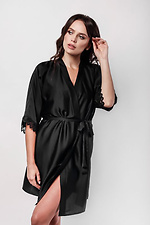 Silk wrap dressing gown with lace on the sleeves L'amore 4026644 photo №1