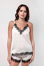 Silk summer pajamas white with lace L'amore 4026645 photo №1