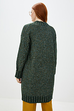 Długi zielony sweter z dzianiny z kieszeniami  4037645 zdjęcie №3