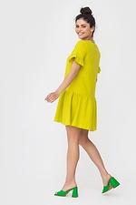 Літня льняна сукня CASU з пишною спідницею відрізної і рюшами на коротких рукавах Garne 3040647 фото №2