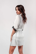 White short wrap dressing gown with lace L'amore 4026647 photo №2