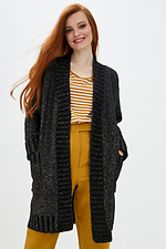 Black knitted cardigan with pockets  4037647 photo №1