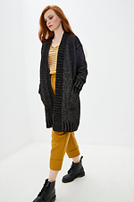 Black knitted cardigan with pockets  4037647 photo №2