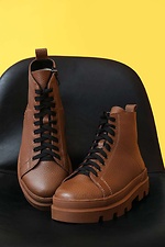 Зимние кожаные ботинки берцы на массивной платформе 4205647 фото №4