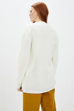 Biały sweter z dzianiny z guzikami i kieszeniami  4037648 zdjęcie №3