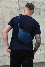 Синяя сумка бананка из качественного кожзама с внешним карманом SGEMPIRE 8015648 фото №2