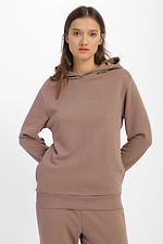 Beige knitted hoodie with hood and side pockets Garne 3039650 photo №1