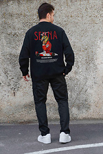 Мужской Утепленный Оверсайз Свитшот На Флисе С Принтом Senna Black Without 8055650 фото №2