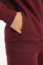 Burgundy knitted hoodie with hood and side pockets Garne 3039651 photo №4