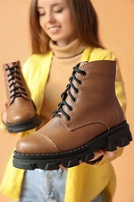 Зимние кожаные ботинки берцы на массивной платформе 4205651 фото №5