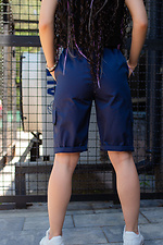 High Waist Blue Cotton Long Length Cargo Shorts Without 8048651 photo №6