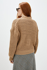 Beżowy sweter z dzianiny zapinany na guziki  4037652 zdjęcie №3