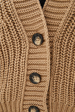 Beżowy sweter z dzianiny zapinany na guziki  4037652 zdjęcie №4