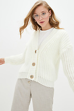 White Knit Button Down Sweater  4037654 photo №1