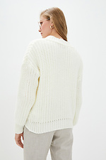 Biały sweter z dzianiny zapinany na guziki  4037654 zdjęcie №3