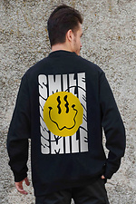 Мужской Утепленный Оверсайз Свитшот На Флисе С Принтом Smile Black Without 8055654 фото №1