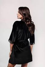 Black home dressing gown short with lace L'amore 4026656 photo №2