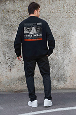 Мужской Утепленный Оверсайз Свитшот На Флисе С Принтом Streetwear Black Without 8055656 фото №2