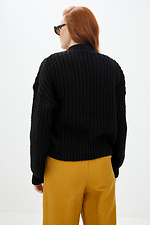 Czarny, gruby sweter z dzianiny, zapinany na guziki  4037657 zdjęcie №3