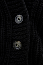Czarny, gruby sweter z dzianiny, zapinany na guziki  4037657 zdjęcie №4