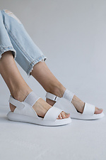 White leather open sandals with shiny elastic band  8018660 photo №1