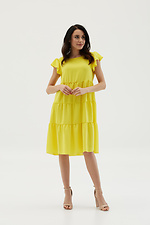 Тонкое желтое платье разлетайка с рюшей на рукавах Garne 3038661 фото №1