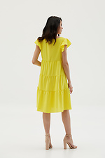 Тонкое желтое платье разлетайка с рюшей на рукавах Garne 3038661 фото №3