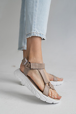 Beige leather open sandals  8018661 photo №2