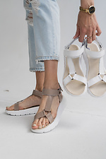 Beige leather open sandals  8018661 photo №3
