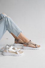 Beige leather open sandals  8018661 photo №4