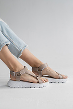 Beige leather open sandals  8018661 photo №5