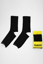 Высокие хлопковые носки черного цвета с белой пяткой Custom Wear 8025661 фото №2