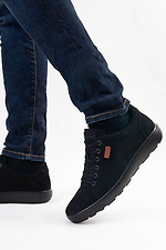Спортивные мужские туфли на шнурках из черного нубука Forester 4101662 фото №8