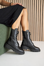 Black high ankle boots for autumn made of genuine leather  8019662 photo №1