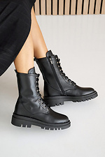 Black high ankle boots for autumn made of genuine leather  8019662 photo №2