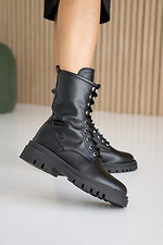 Black high ankle boots for autumn made of genuine leather  8019662 photo №4