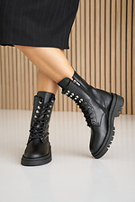 Black high ankle boots for autumn made of genuine leather  8019662 photo №5