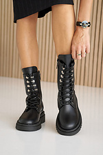 Black high ankle boots for autumn made of genuine leather  8019662 photo №6