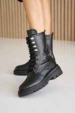Black high ankle boots for autumn made of genuine leather  8019662 photo №7