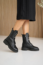 Black high ankle boots for autumn made of genuine leather  8019662 photo №8