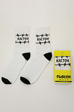 White cotton high socks with black print Custom Wear 8025662 photo №2