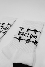 Високі бавовняні шкарпетки білого кольору із чорним принтом Custom Wear 8025662 фото №3
