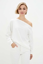 MAYA white knitted long-sleeve open-shoulder sweater Garne 3037664 photo №1