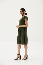 Тонка зелена сукня розлітайка з рюшею на рукавах Garne 3038664 фото №2