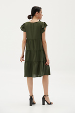 Тонка зелена сукня розлітайка з рюшею на рукавах Garne 3038664 фото №3