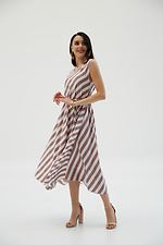 Літня довга сукня із софту в смужку з поясом Garne 3038665 фото №2