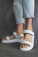 White leather open sandals with Velcro  8018666 photo №3