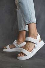 White leather open sandals with Velcro  8018666 photo №4